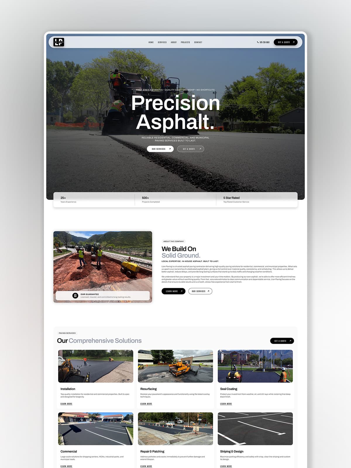 Lion Paving website design by Coast Creative