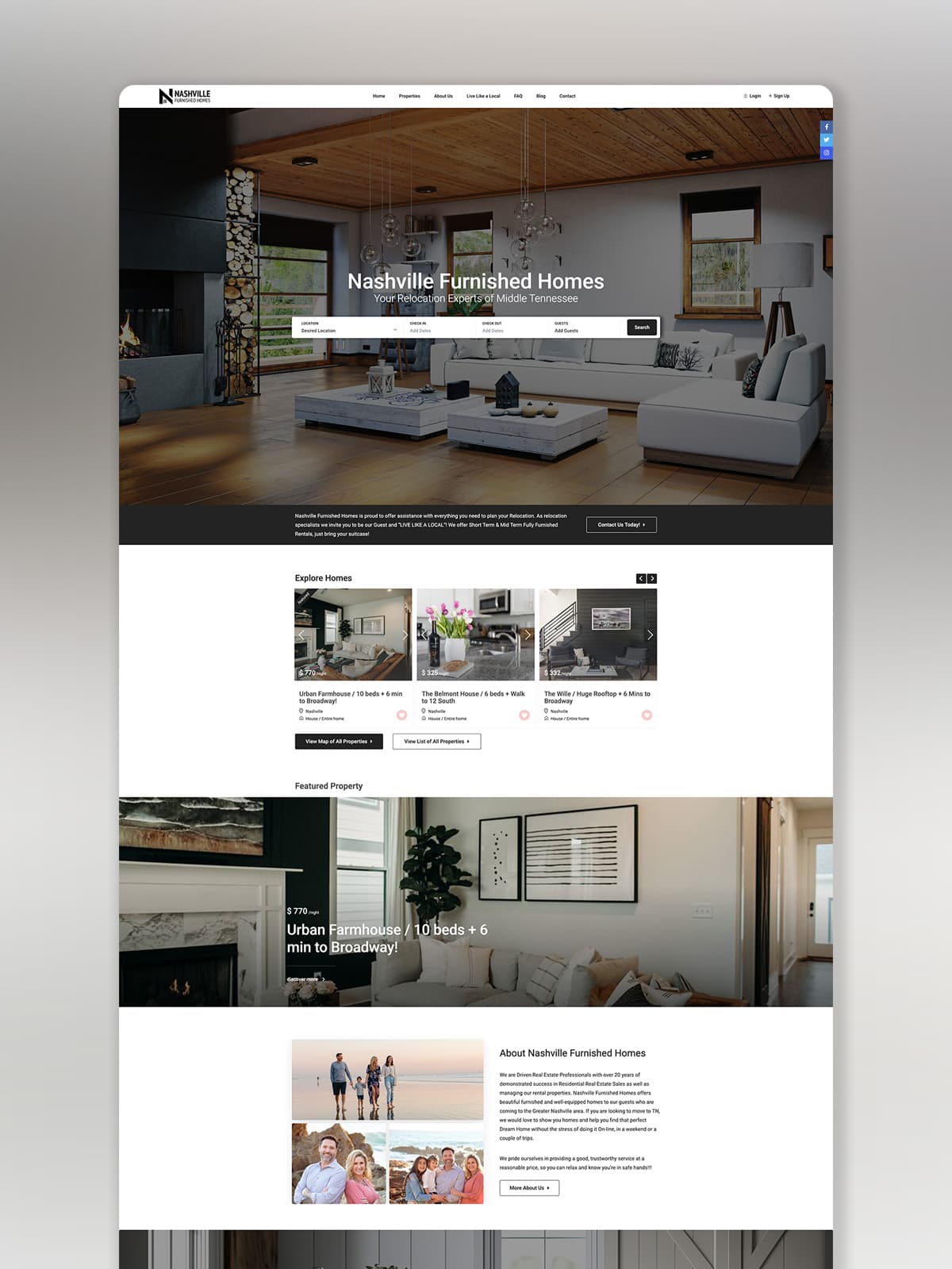 Nashville Furnished Homes website design by Coast Creative