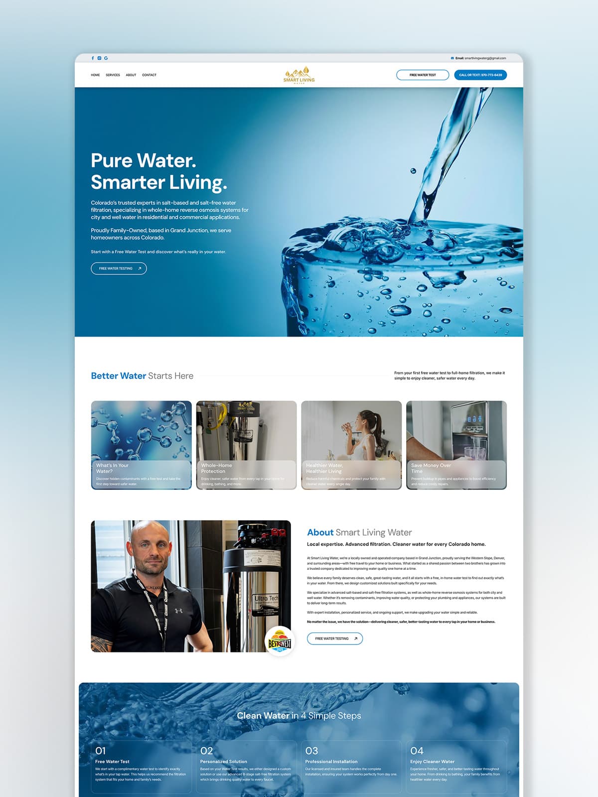 Smart Living Water website design