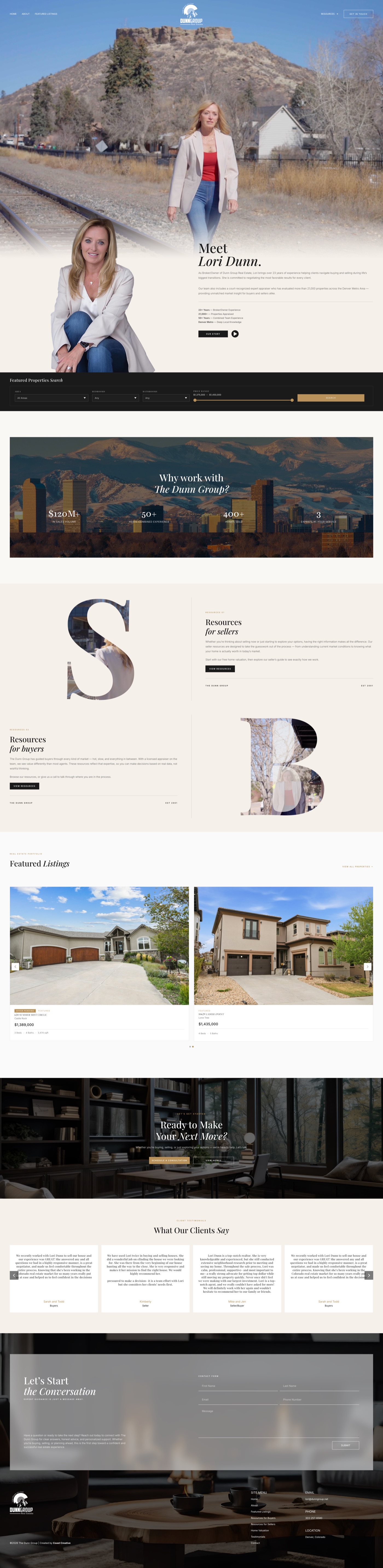 Full-length Dunn Group Real Estate homepage design