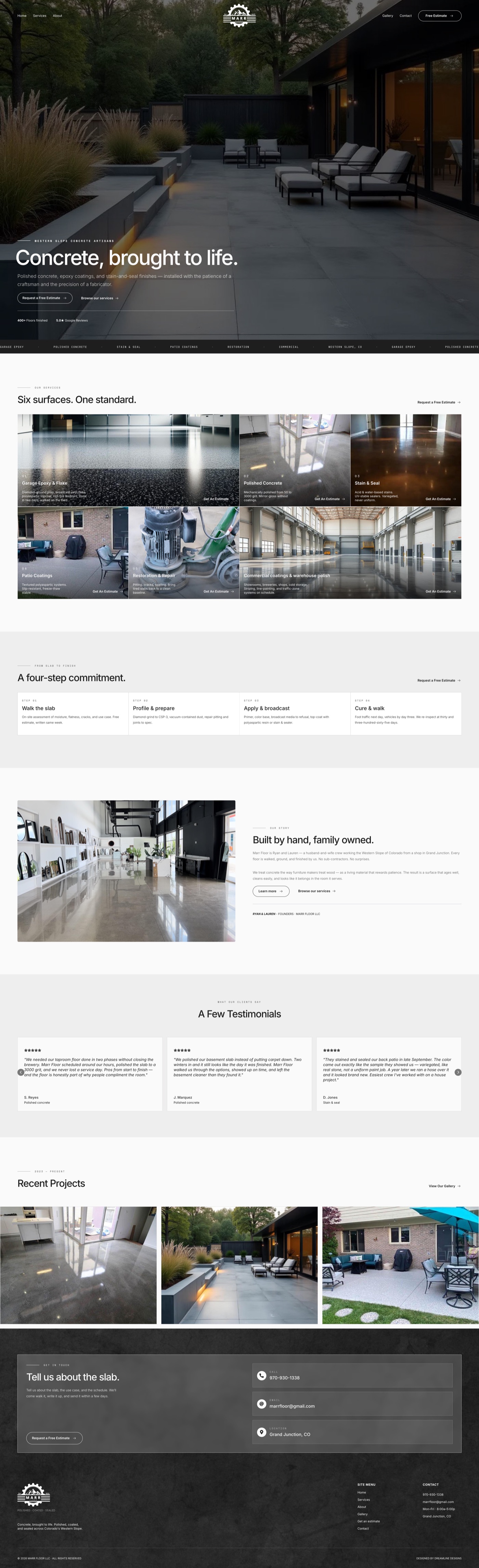 Full-length Marr homepage design