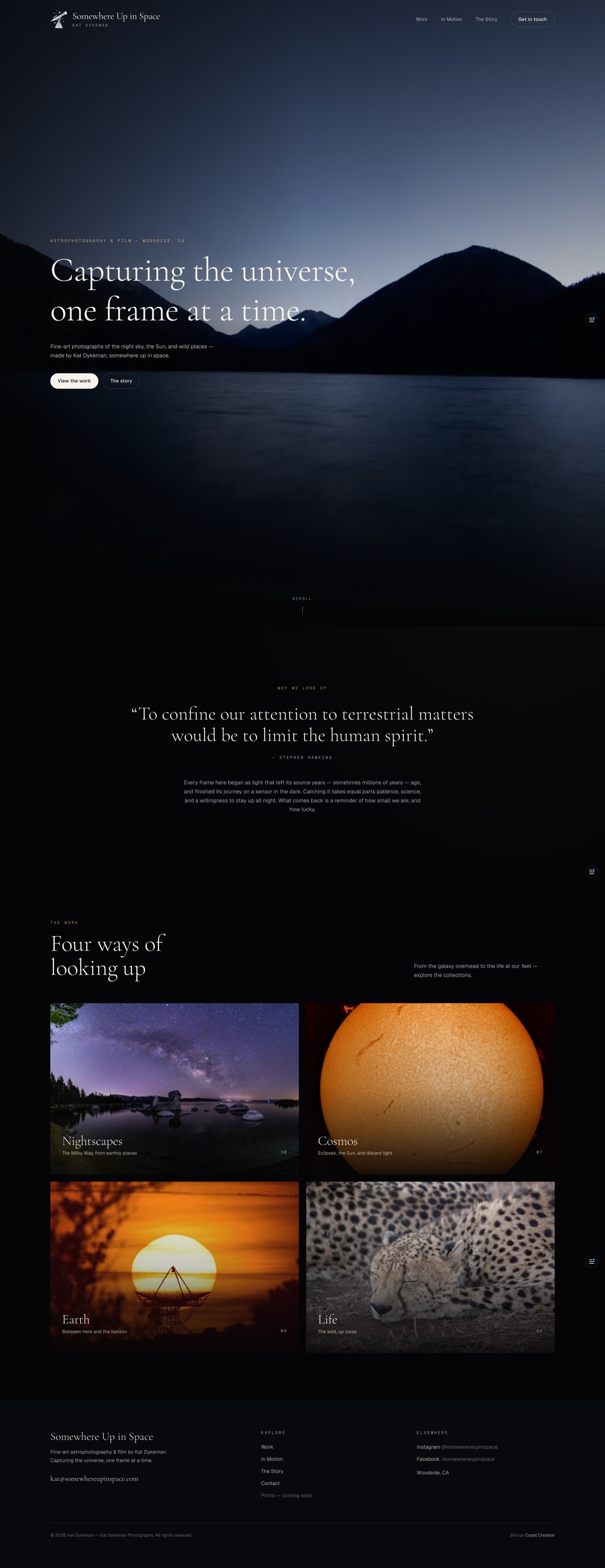 A Coast Creative website scrolling from hero to footer
