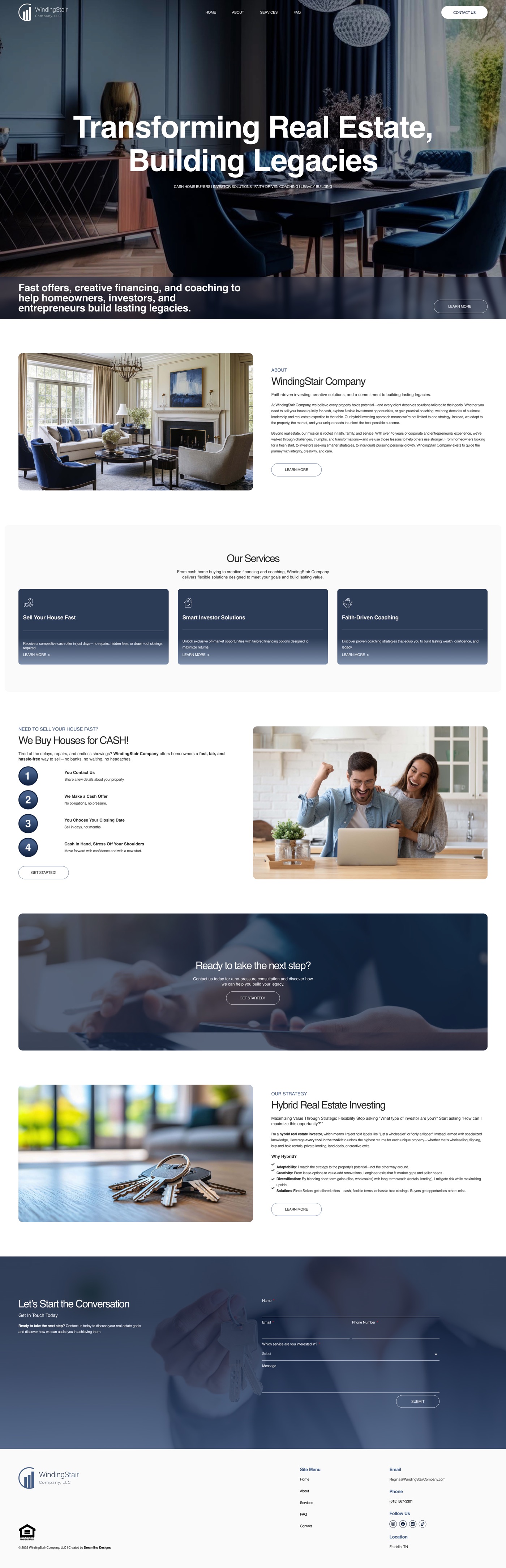 Full-length WindingStair Company homepage design